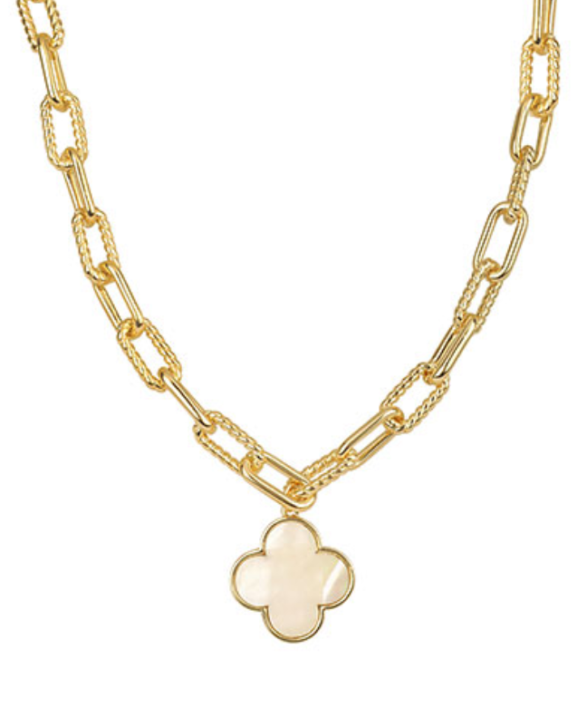 Cloister Collection | Gold + Pearl Clover Necklace