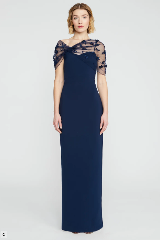 Theia | Sophia Beaded Shawl Gown