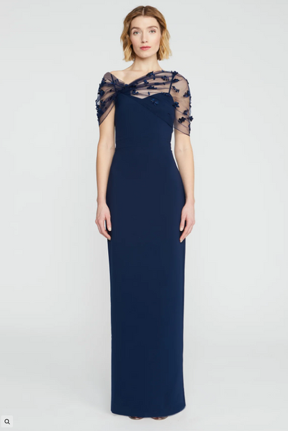 Theia | Sophia Beaded Shawl Gown