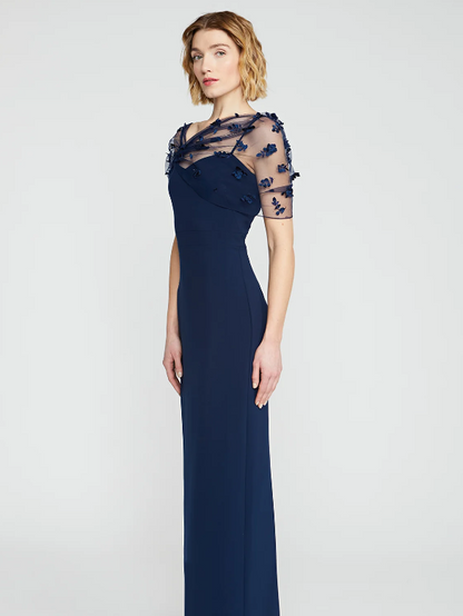 Theia | Sophia Beaded Shawl Gown