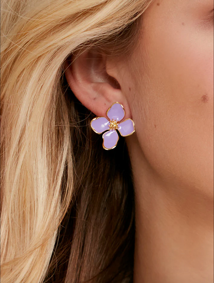 Zenzii | Enamel Flower Stud Bright Blue