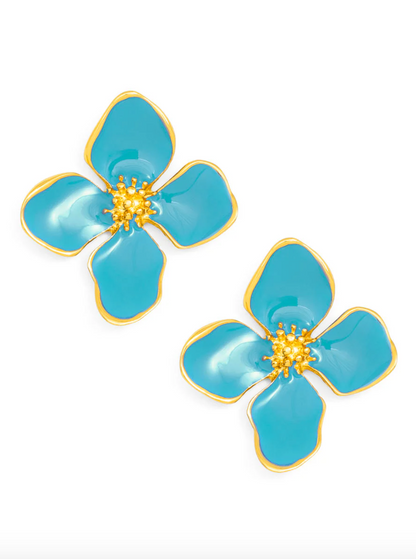 Zenzii | Enamel Flower Stud Bright Blue