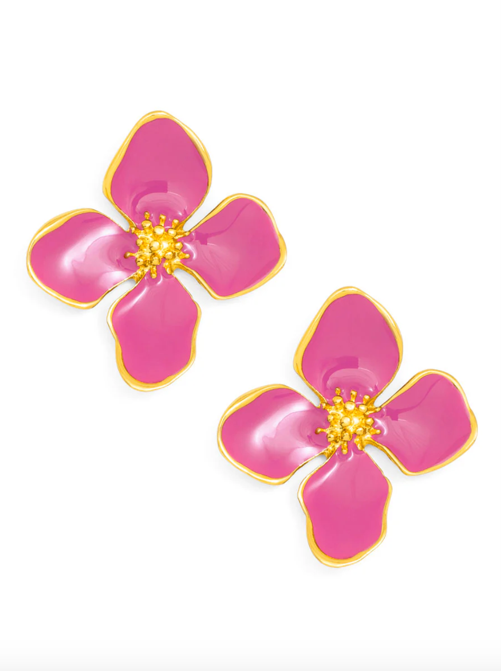 Zenzii | Enamel Flower Stud Hot Pink