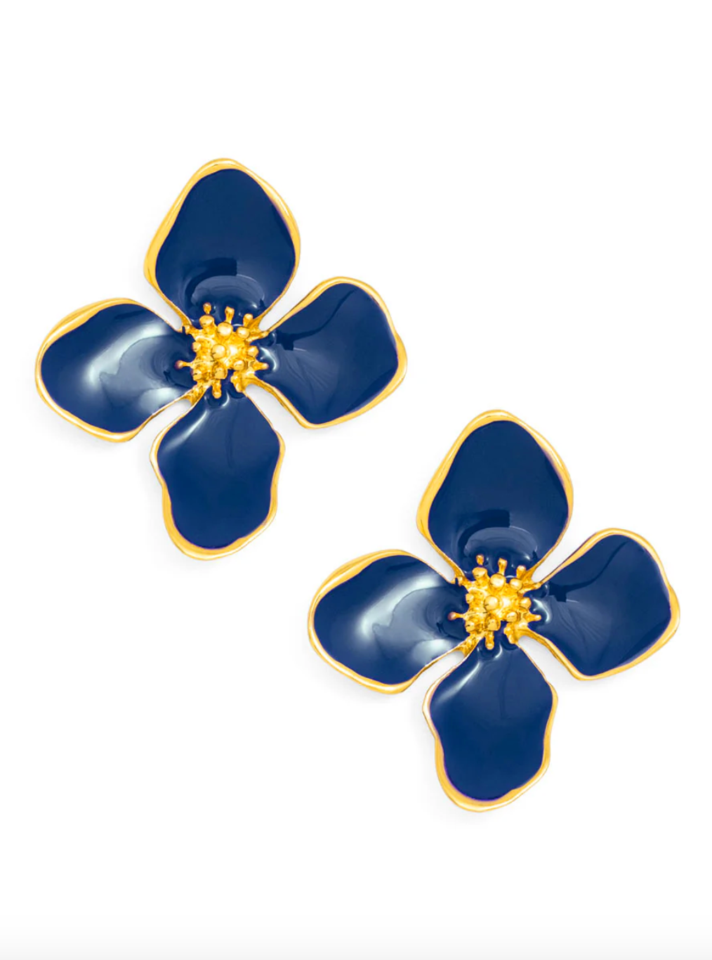 Zenzii | Enamel Flower Stud Navy