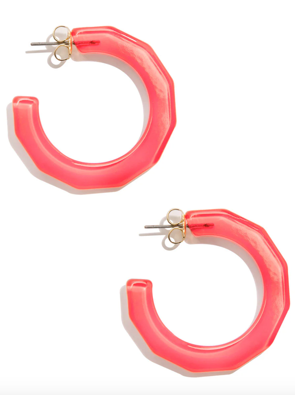 Zenzii | Large Textured Open Hoop Resin - Coral