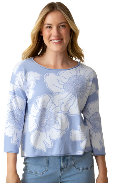 Habitat | In Bloom Cotton Jacquard Sweater - Hydrangea