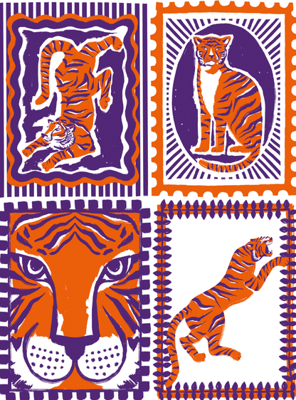 Briton Court | Girls Maya Tiger Game Day Dress | Orange &amp; Purple
