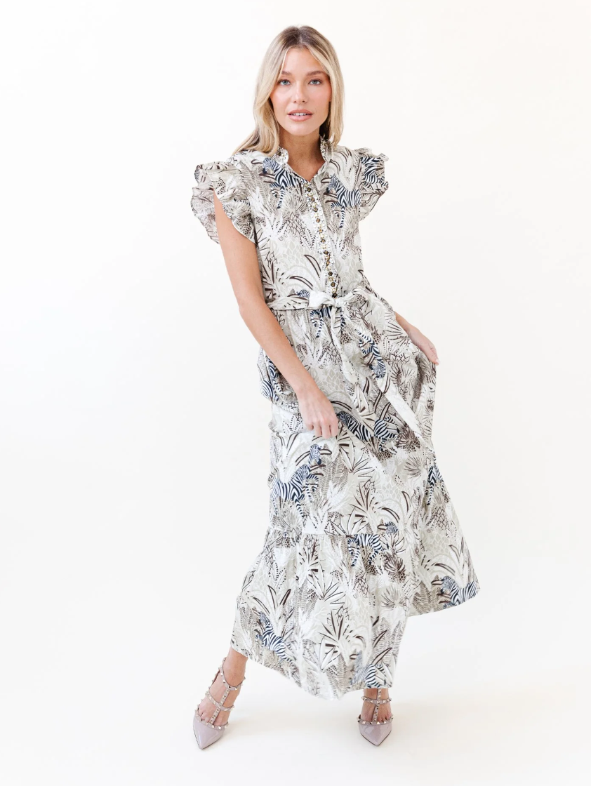 Sheridan French | Taylor Dress - Khaki Zebra Soiree