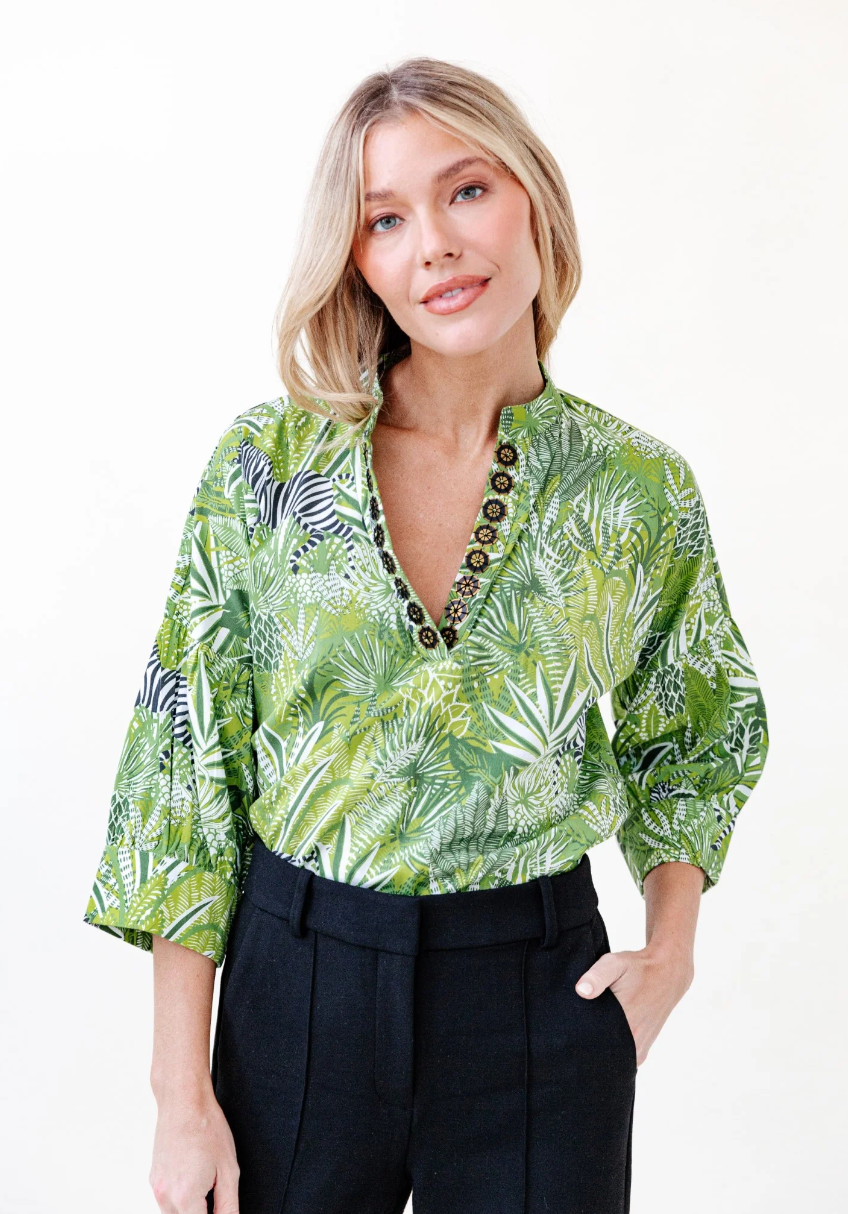 Sheridan French | Drew Blouse - Pistachio Zebra