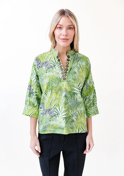 Sheridan French | Drew Blouse - Pistachio Zebra