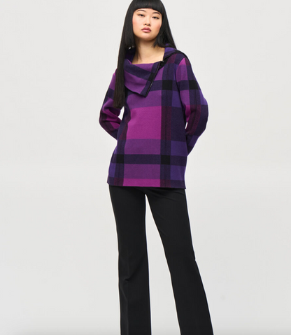 Joseph Ribkoff | Plaid Zip Neck Tunic