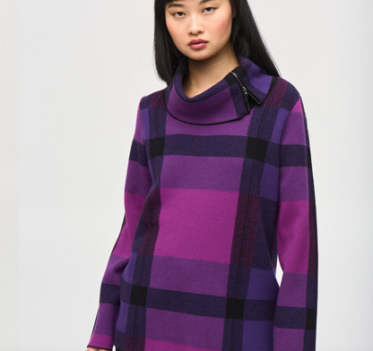 Joseph Ribkoff | Plaid Zip Neck Tunic