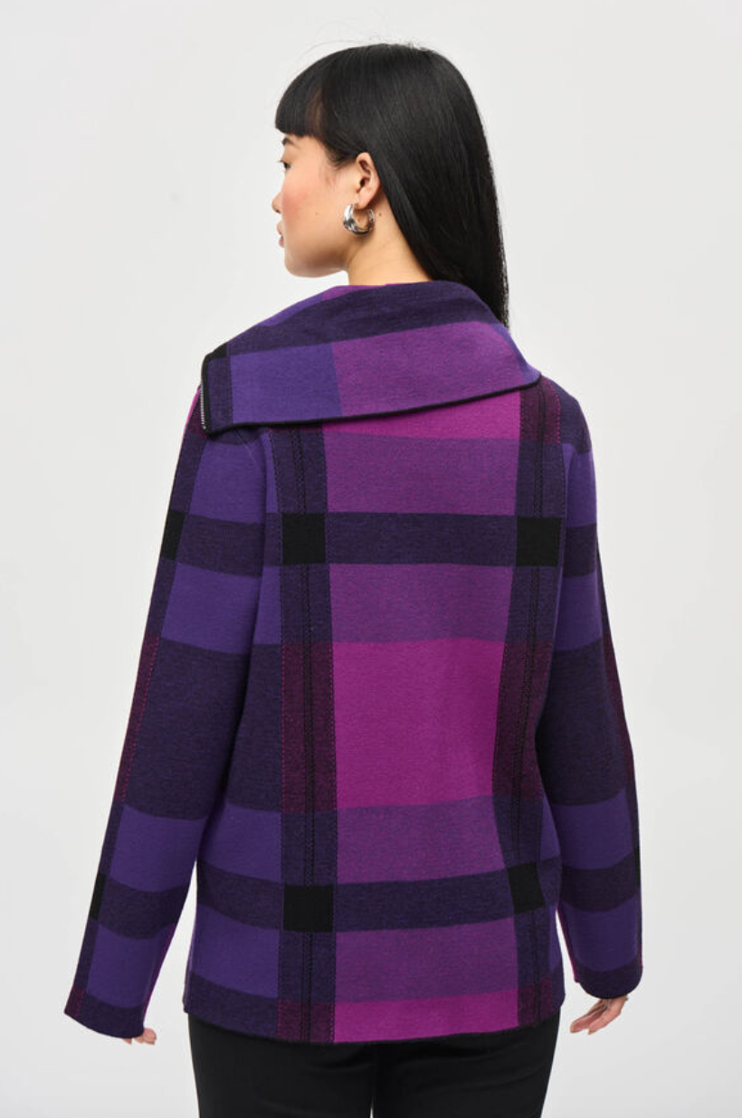 Joseph Ribkoff | Plaid Zip Neck Tunic