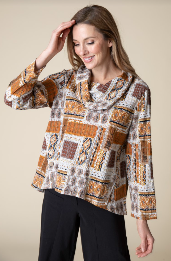 Habitat | Folk Patchwork Button Pullover