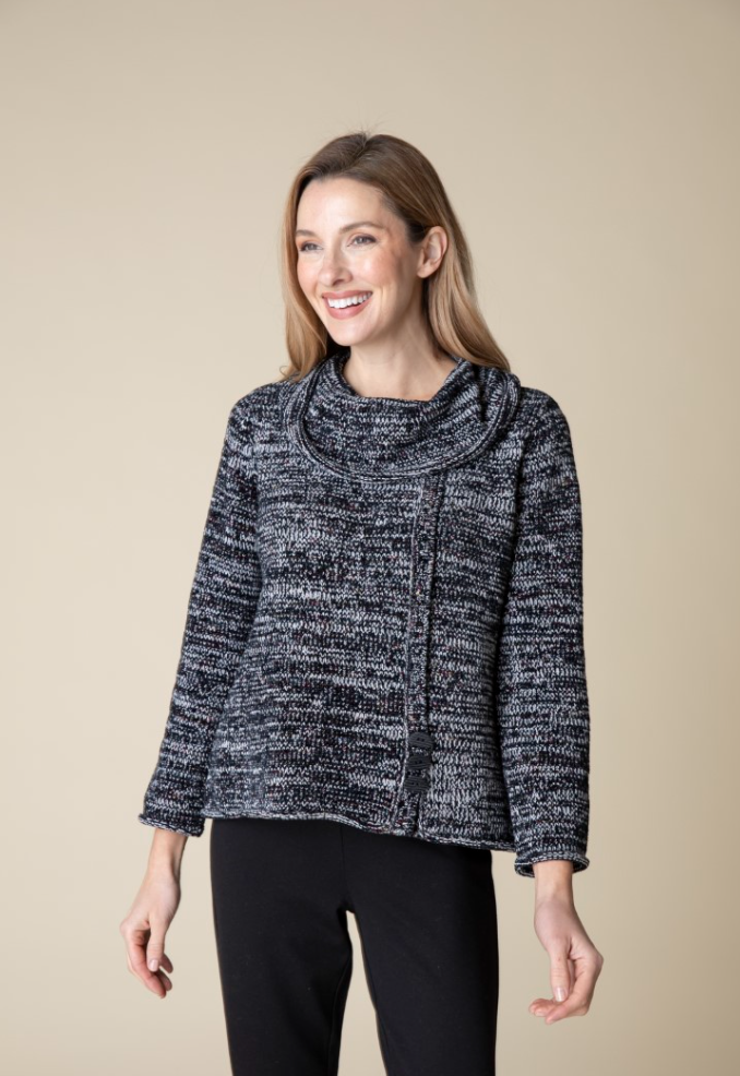 Habitat | Tweedy Chenille Button Cowl Pullover