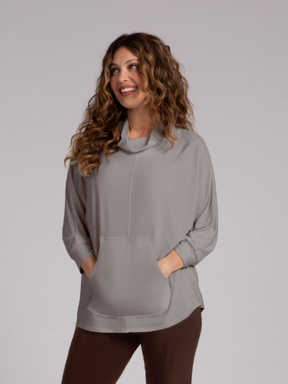 Sympli | Funnel Neck Pullover W/ Kangaroo pocket