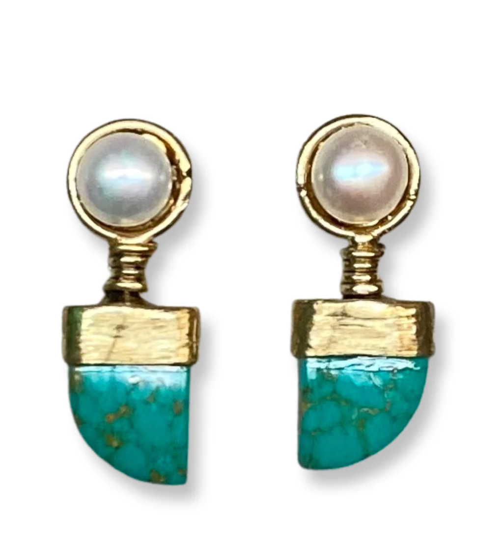 David Jeffery | Pearl &amp; Brass Earring