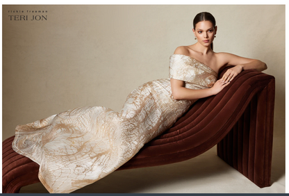 Teri Jon | One-Shoulder Jacquard Gown