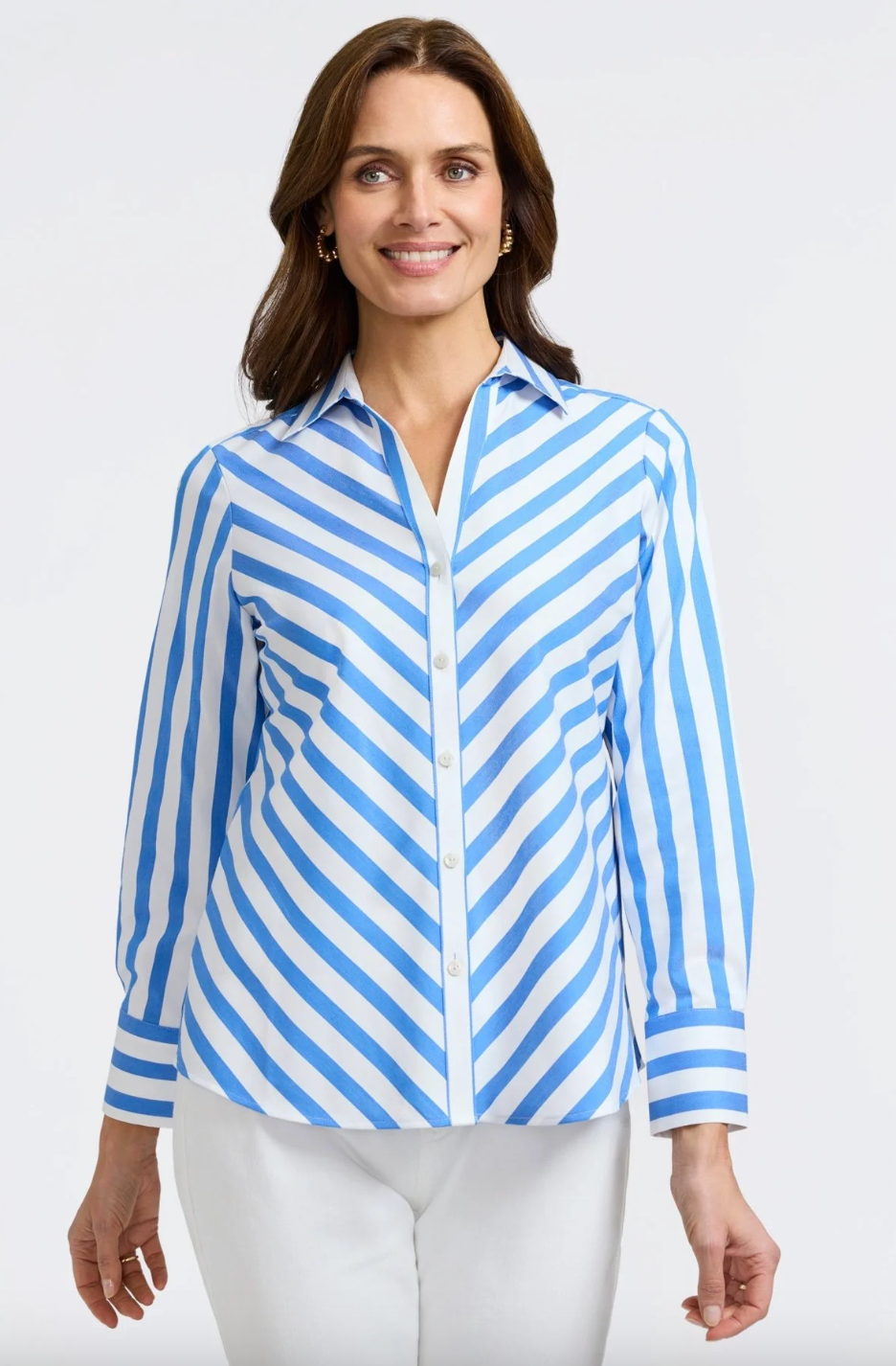 Foxcroft | Mary Springtime Stripe Long Sleeve Shirt