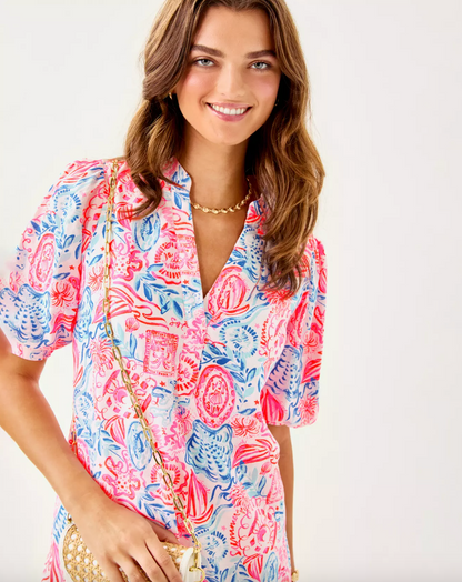 Lilly Pulitzer | Mialeigh Elbow Sleeve Linen Shift Dress