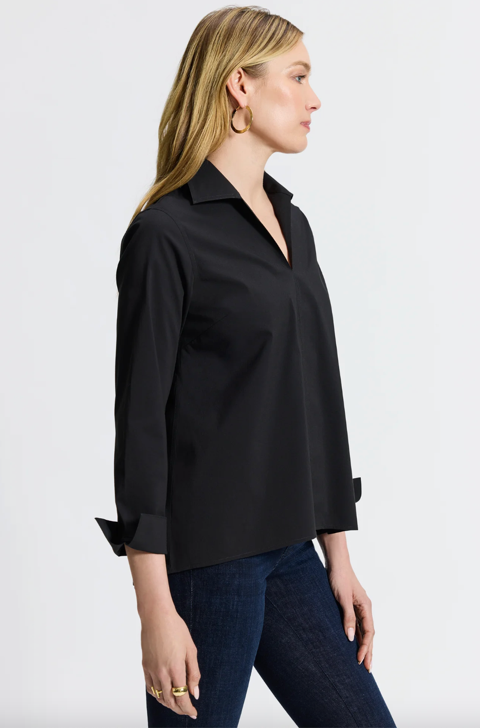 Foxcroft | Agnes Sleeve Shirt Black