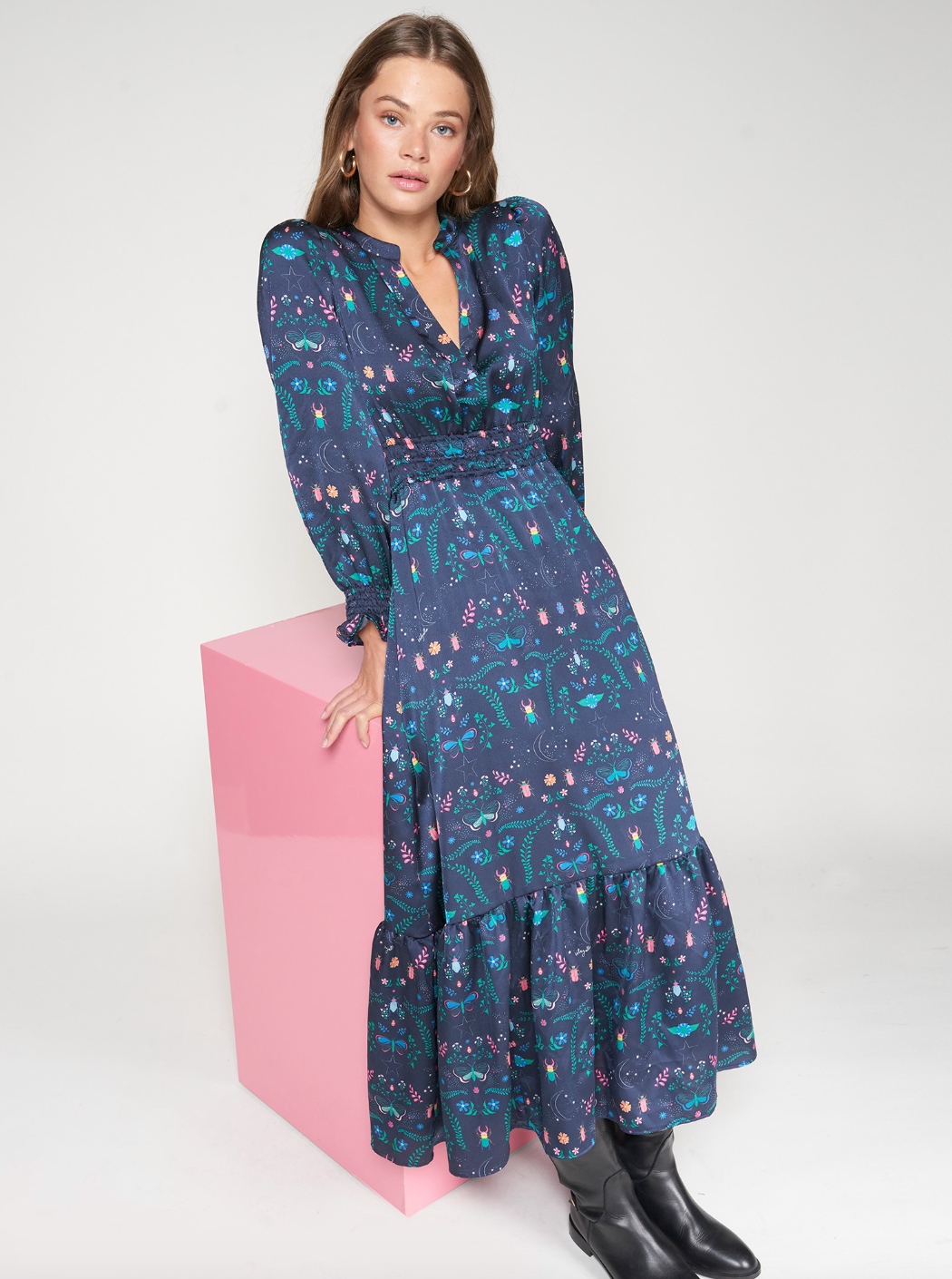 Vilagallo | Navy Print Insects Dress