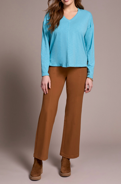 Tribal | L/s V Neck Top W/flatlock - Mist
