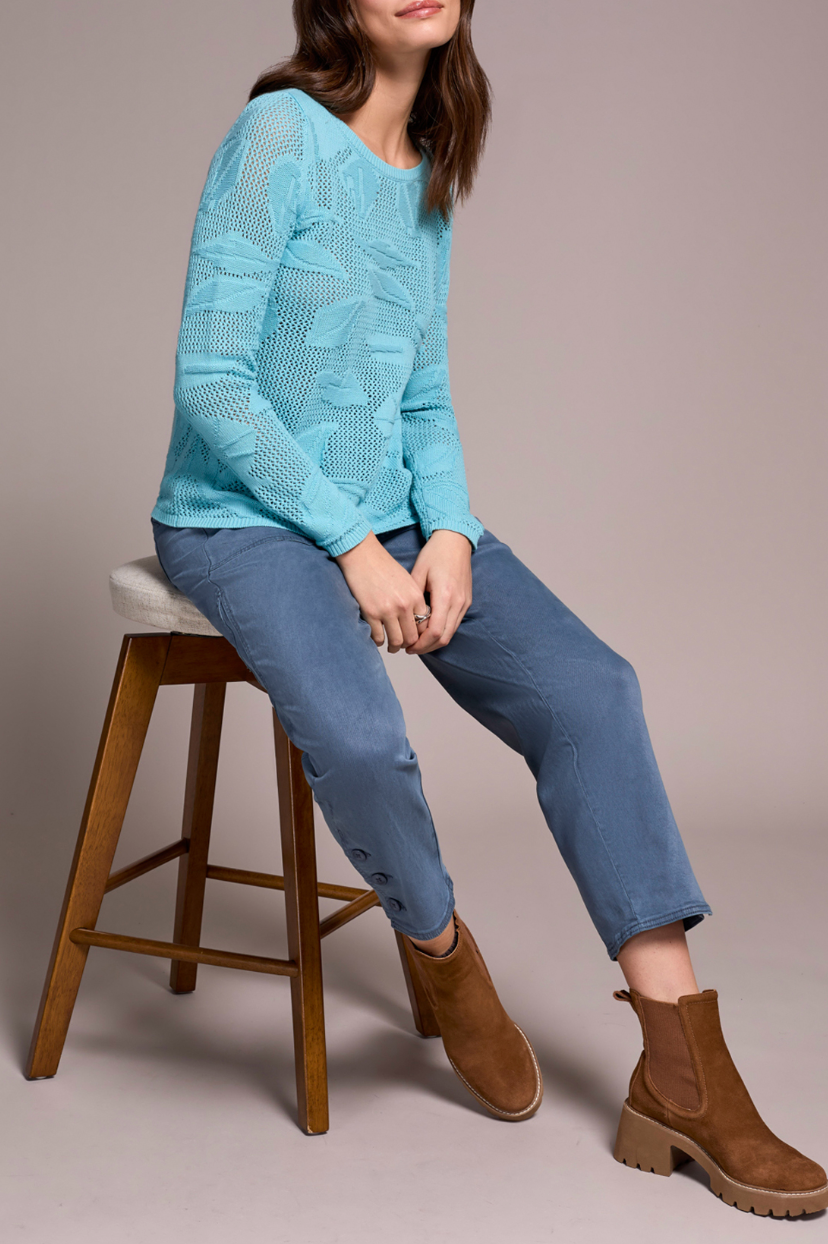 Long Sleeve Boat Neck Sweater - Marine