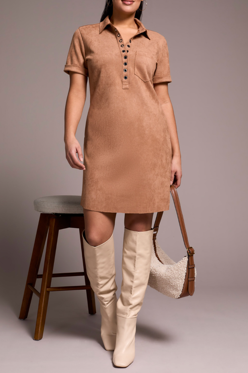 Tribal | Short Sleeve Dress With Eyelets