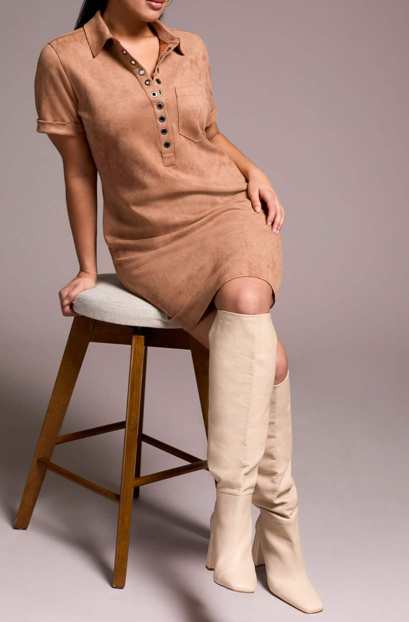 Tribal | Short Sleeve Dress With Eyelets