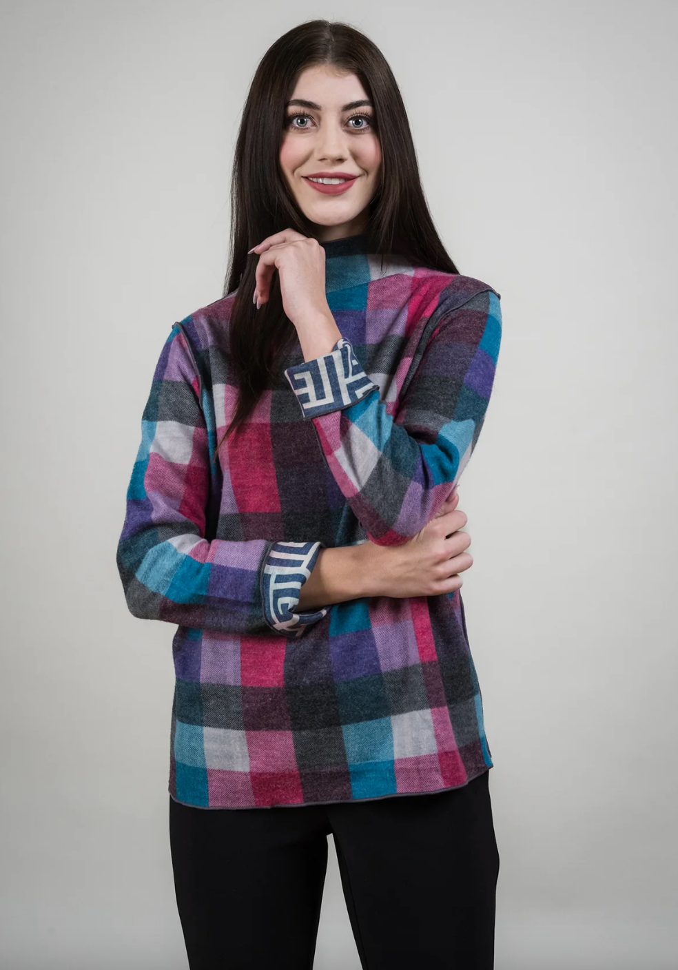 Trisha Tyler | Block Plaid Reversible Top