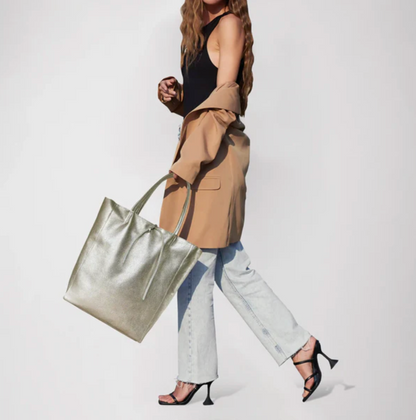 Takeasy | Metallic Suede Leather Tote
