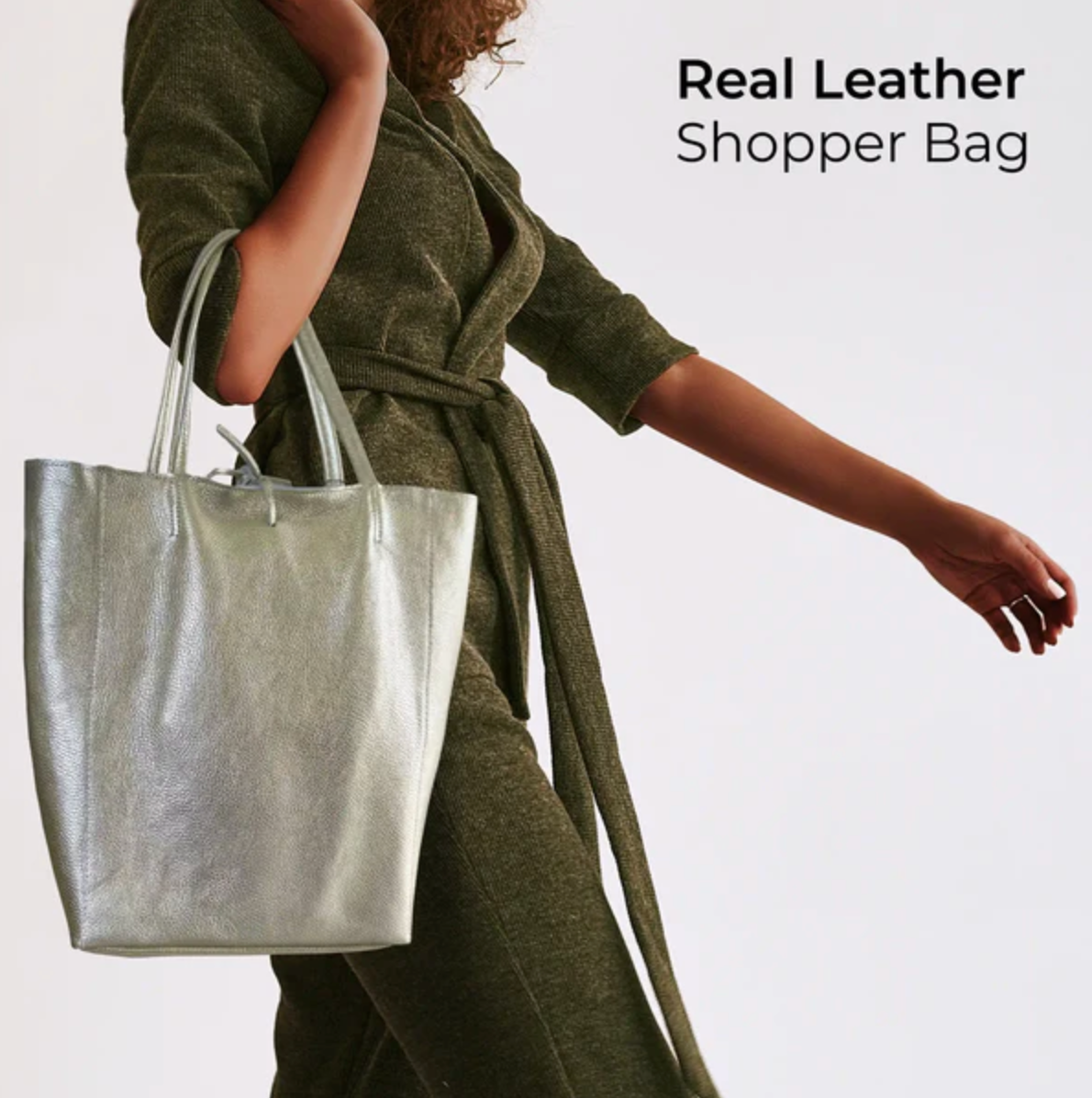 Takeasy | Metallic Suede Leather Tote