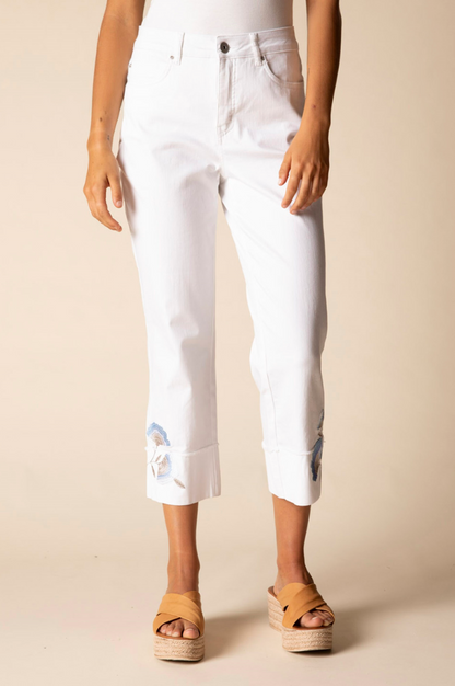 Stretch Denim Embro Cuff Pant