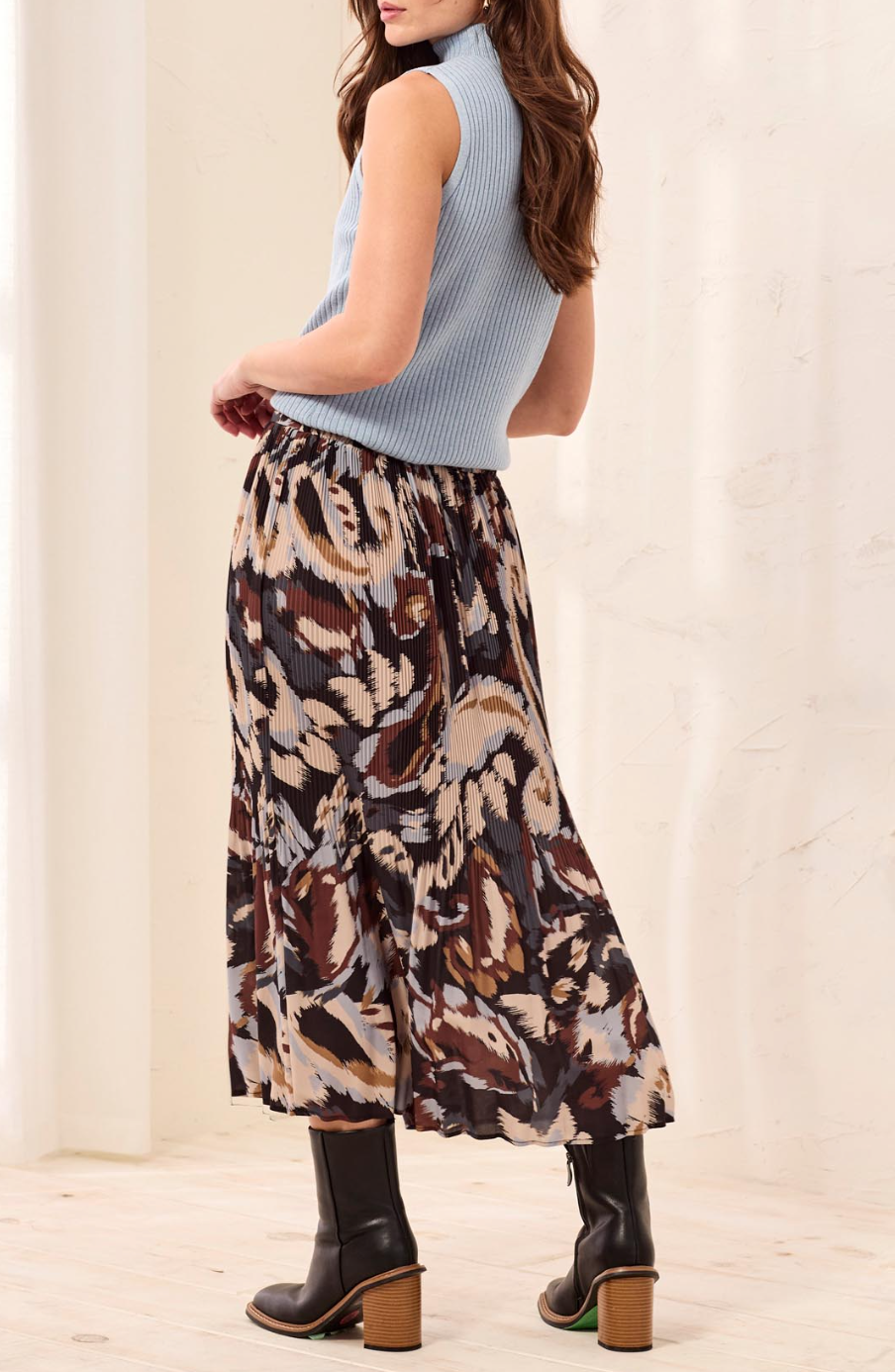 Flowy Plisse Printed Skirt