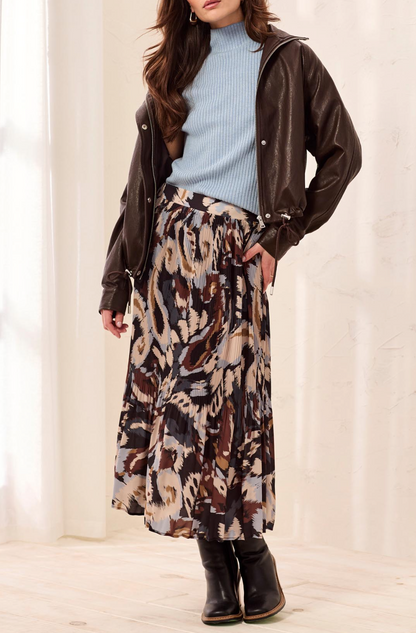 Flowy Plisse Printed Skirt