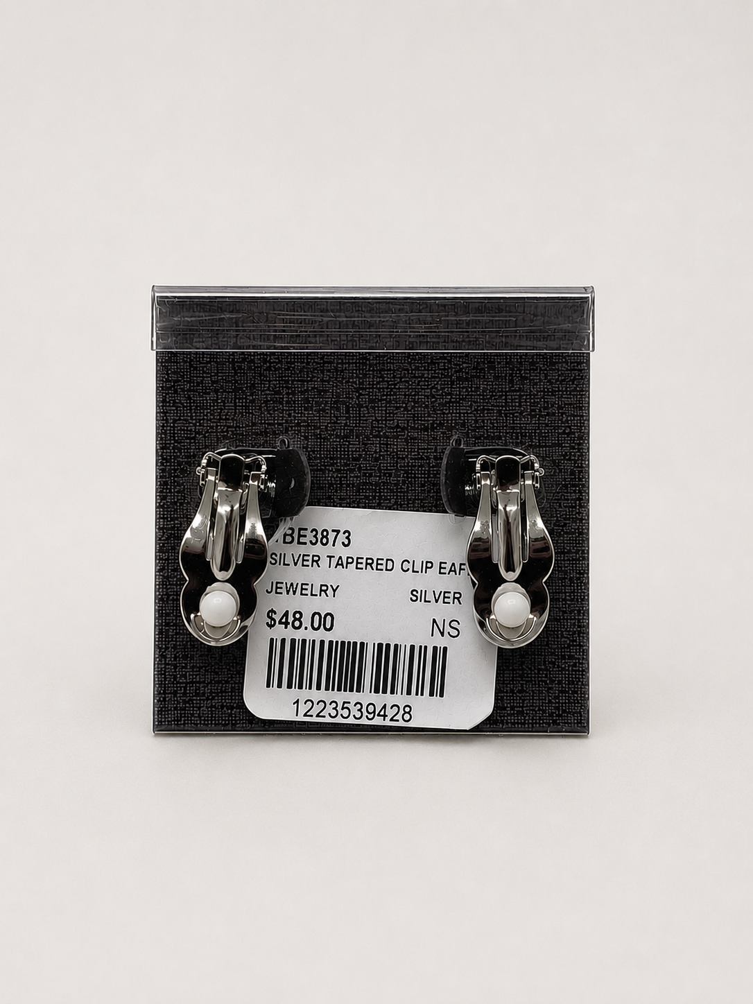 Silver-tone Tapered Clip-on Earrings pair of metallic silver clip on earrings