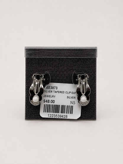 Silver-tone Tapered Clip-on Earrings pair of metallic silver clip on earrings