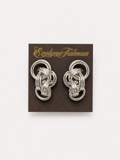 Silver Chain Clip-on Earrings pair of silver-toned interwoven knot earrings 