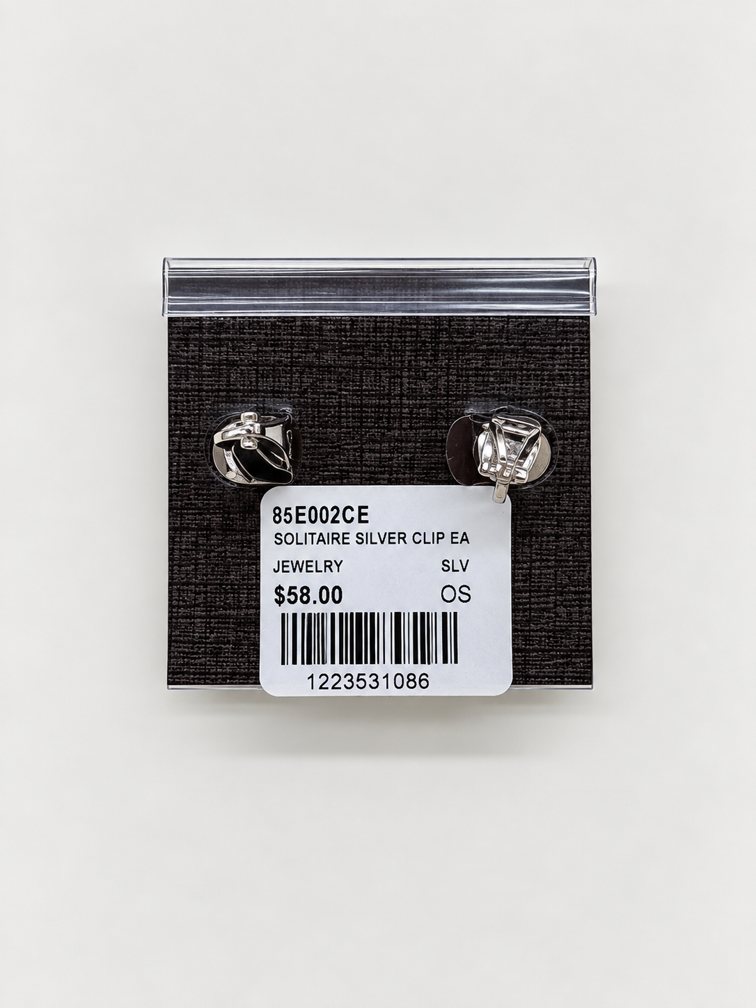 Solitaire Silver Clip-on Earring