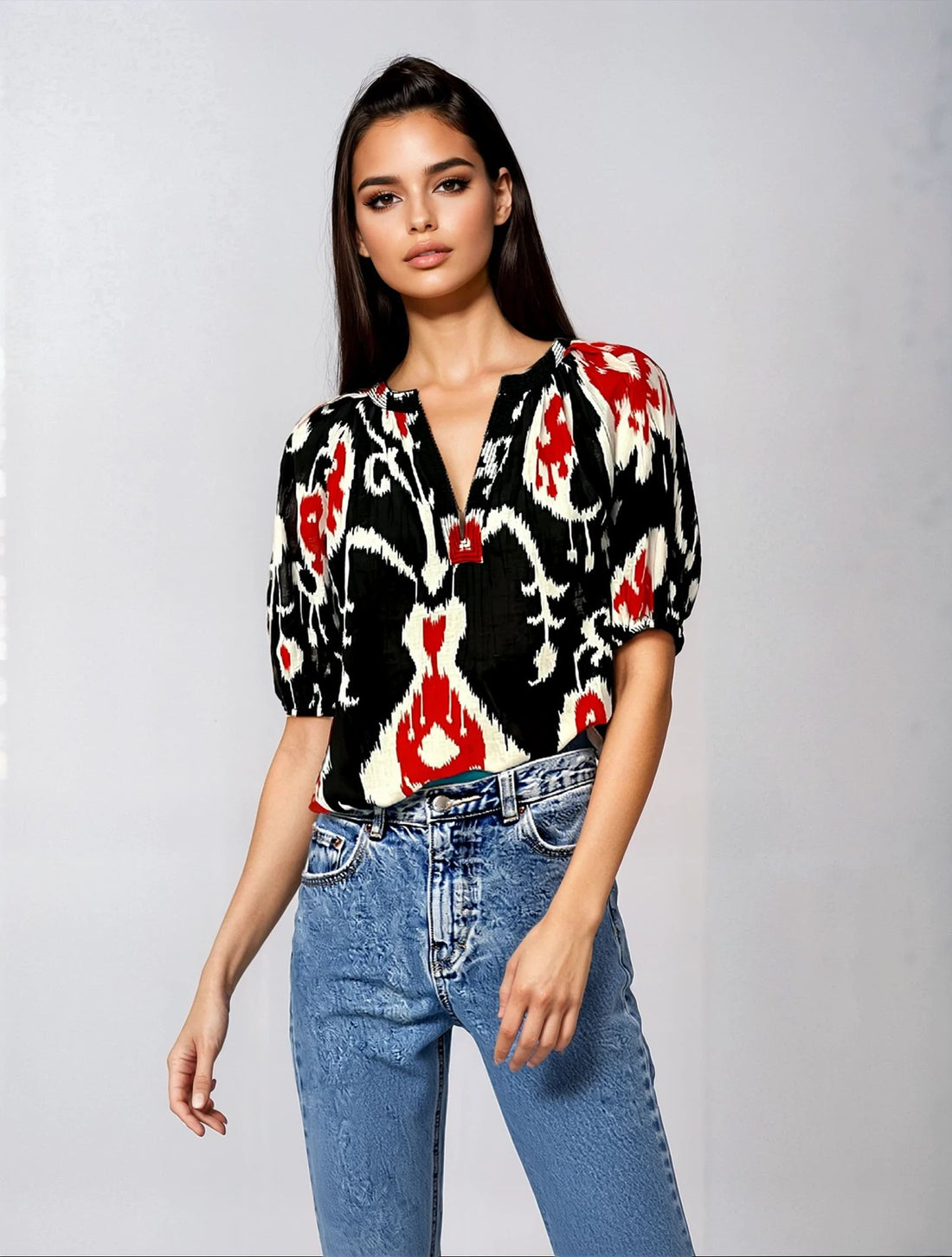 Soleil De Mer | Ikat Print Top Black
