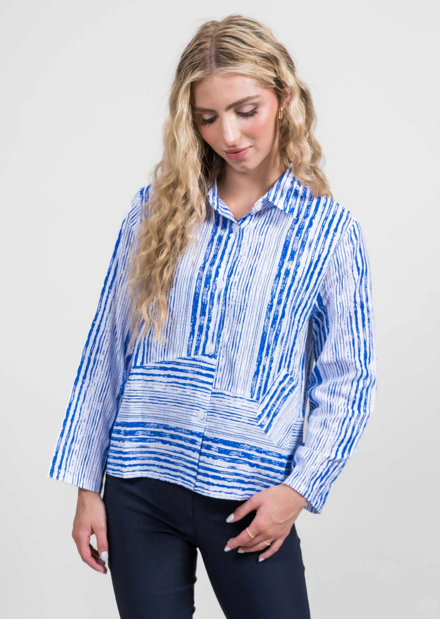 Trisha Tyler | Blue White Top