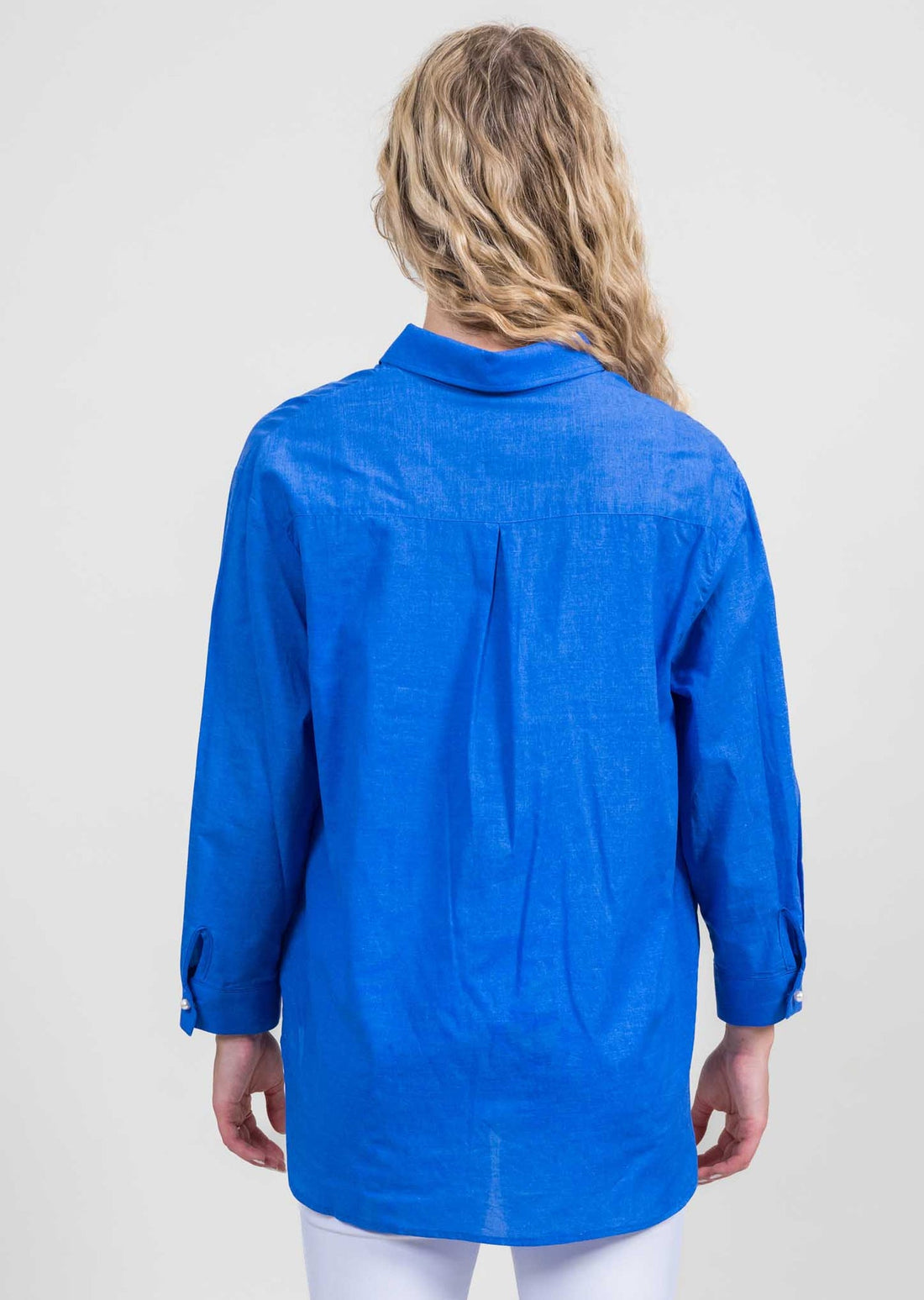 Trisha Tyler | Pearl Button Blouse - Blue