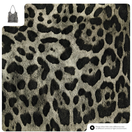 Takeasy | Metallic Leopard Suede Leather Tote