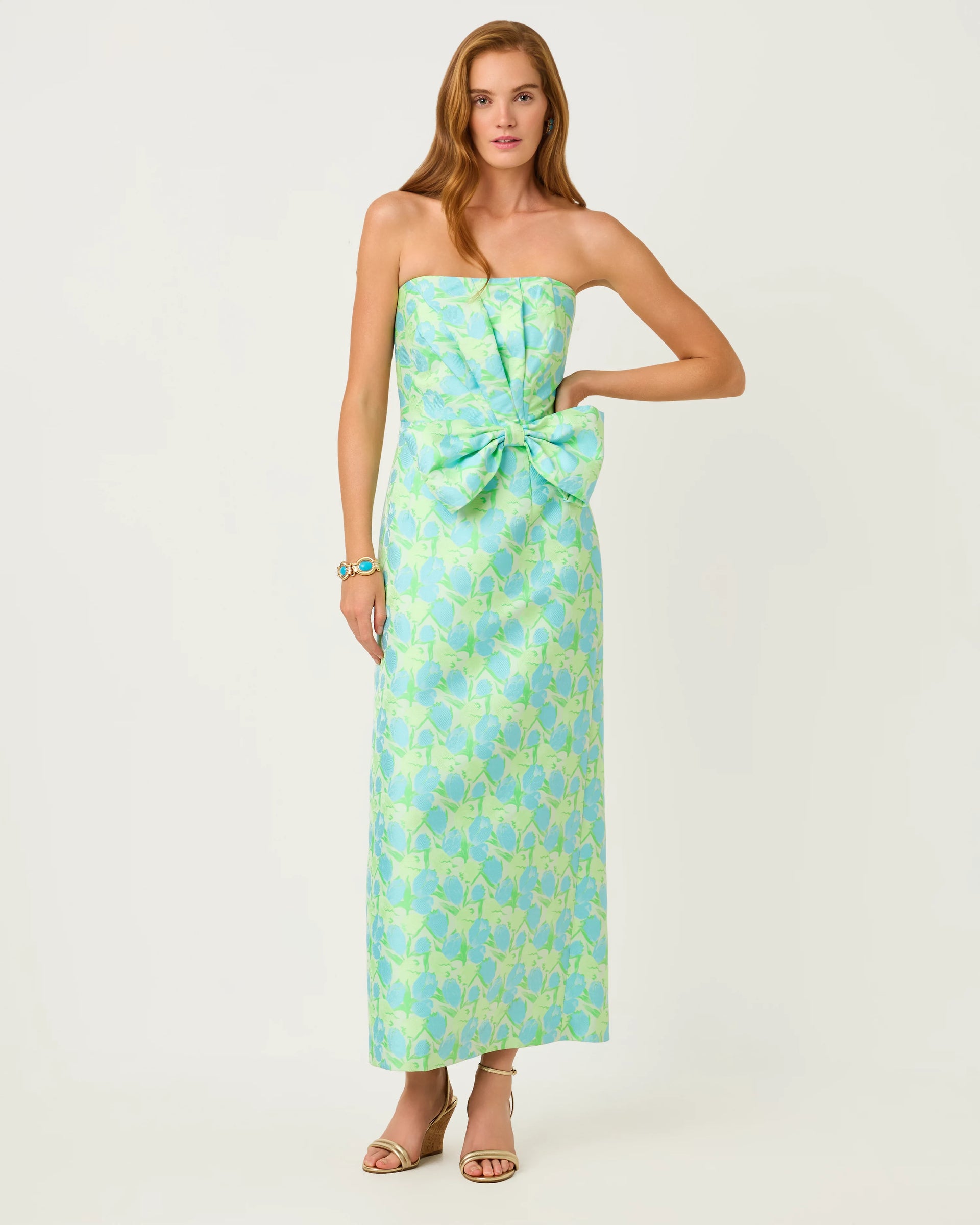 lilly pulitzer dress long Tiernan Maxi - Capri Blue Dusty Sage Plus Size First Aid Kits > First Aid Kit Refills > OSHA & ANSI Class B Kit Supplies this casual day dress Category:Black Back Trailing Bow Only (one size / M)