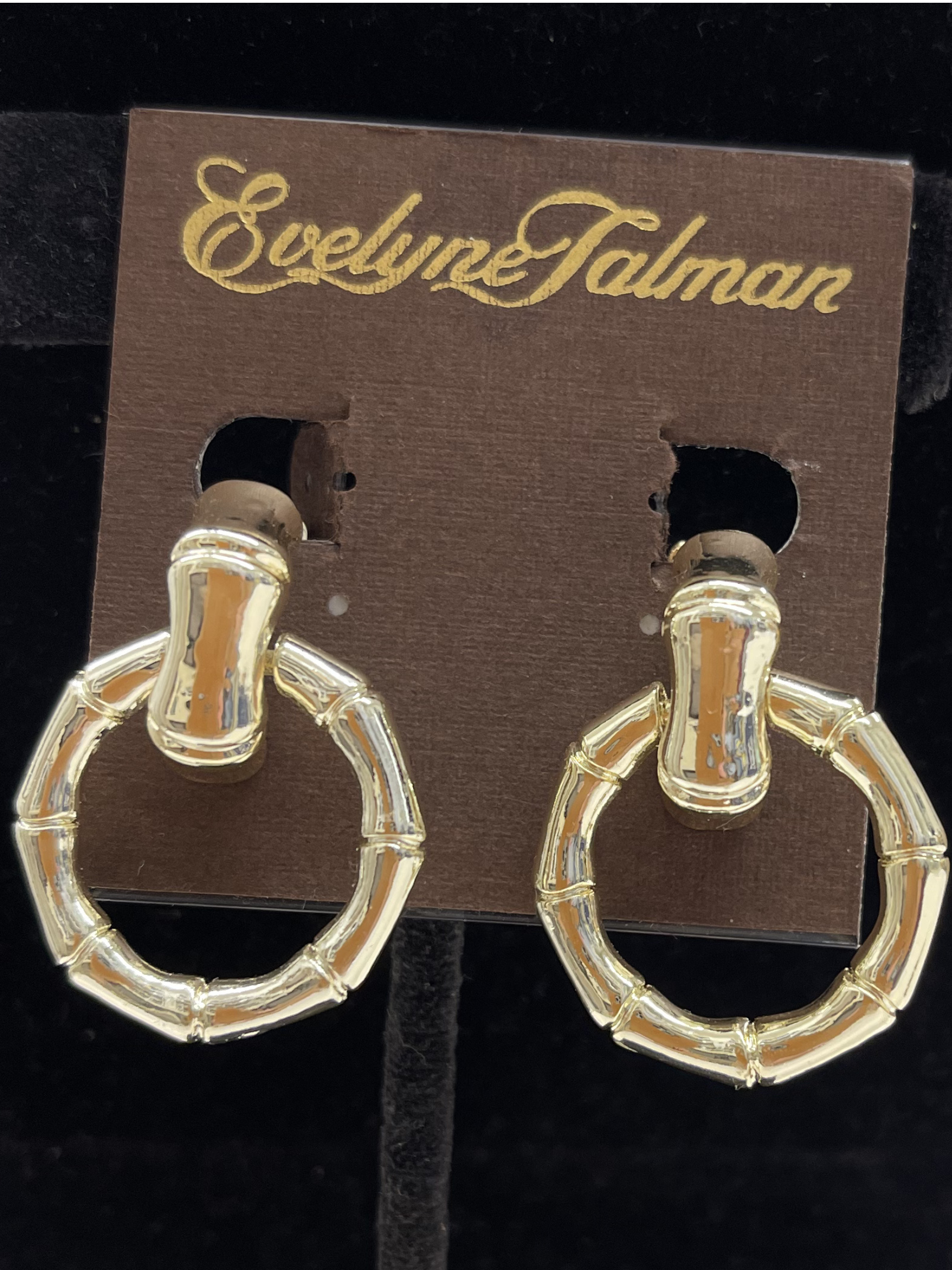 Gold Bamboo Doorknocker Clip-on Earring