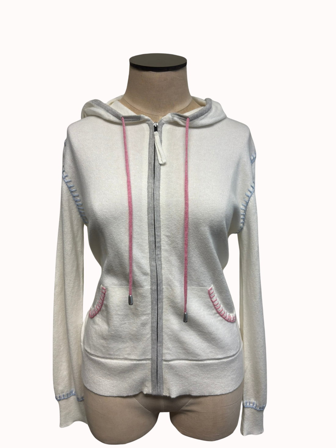 Pureamici | Zip Up Hoodie with Colored Stitch Details