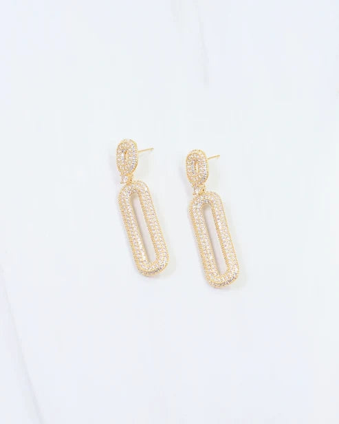 Williston CZ Pave Drop Earring WR Gold