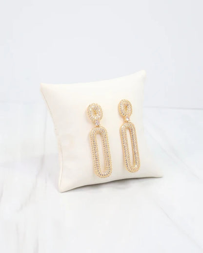 Williston CZ Pave Drop Earring WR Gold