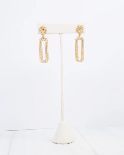 Williston CZ Pave Drop Earring WR Gold